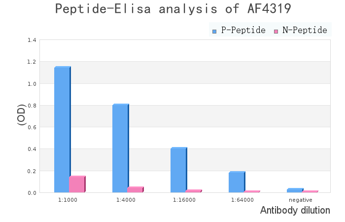 Phospho-ASPP2 (Ser698) Antibody - peptide-ELISA analysis of AF4319.
